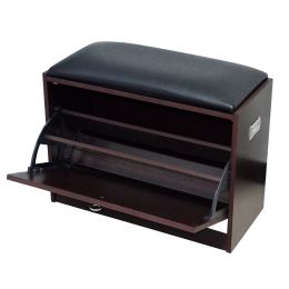 Single tumbler type wooden shoe cabinet - dark brown