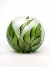 Handpainted Glass Vase for Flowers | Painted Art Glass Vase | Interior Design Home Room Decor Tropical | Table vase 6 inch