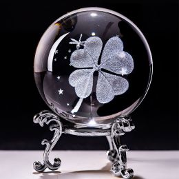 1pc Crystal Ball Art Decoration; Decoration Craft; Crystal Ball Valentine's Day Gifts Birthday Gifts (Type: Four-leaf Clover 2)