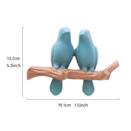 1pc Two Little Birds Resin Decorative Hook; Home Wall Decor Crafts (Color: Blue)