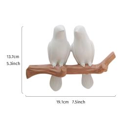 1pc Two Little Birds Resin Decorative Hook; Home Wall Decor Crafts (Color: White)