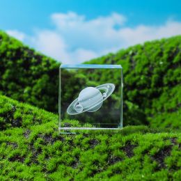 Moon; Cloud; 3D Cube Engraved Crystal Craft Ornaments; Desktop Bedroom Decorations; Creative Birthday Gifts (Type: Saturn)