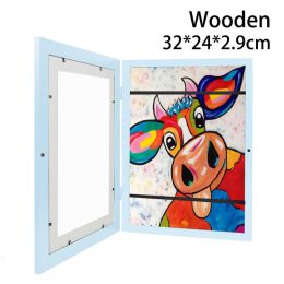 Children Art Frames Magnetic Front Open Changeable Kids Frametory for Poster Photo Drawing Paintings Pictures Display Home Decor (size: 32x24x2.9cm7)