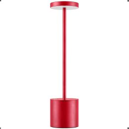 LED Waterproof Rechargeable Desk Lamp Touch Dimming Metal Table Lamps For Bar Living Room Reading Camping Light (Color: Red)