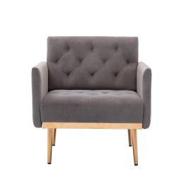 Chair ; leisure single sofa with Rose Golden feet (Color: Grey)