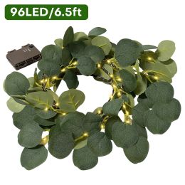 6.56ft 96 LED Eucalyptus Garland Lights Wedding Christmas Tree Decor Lights for Home Party (Pieces: 1)